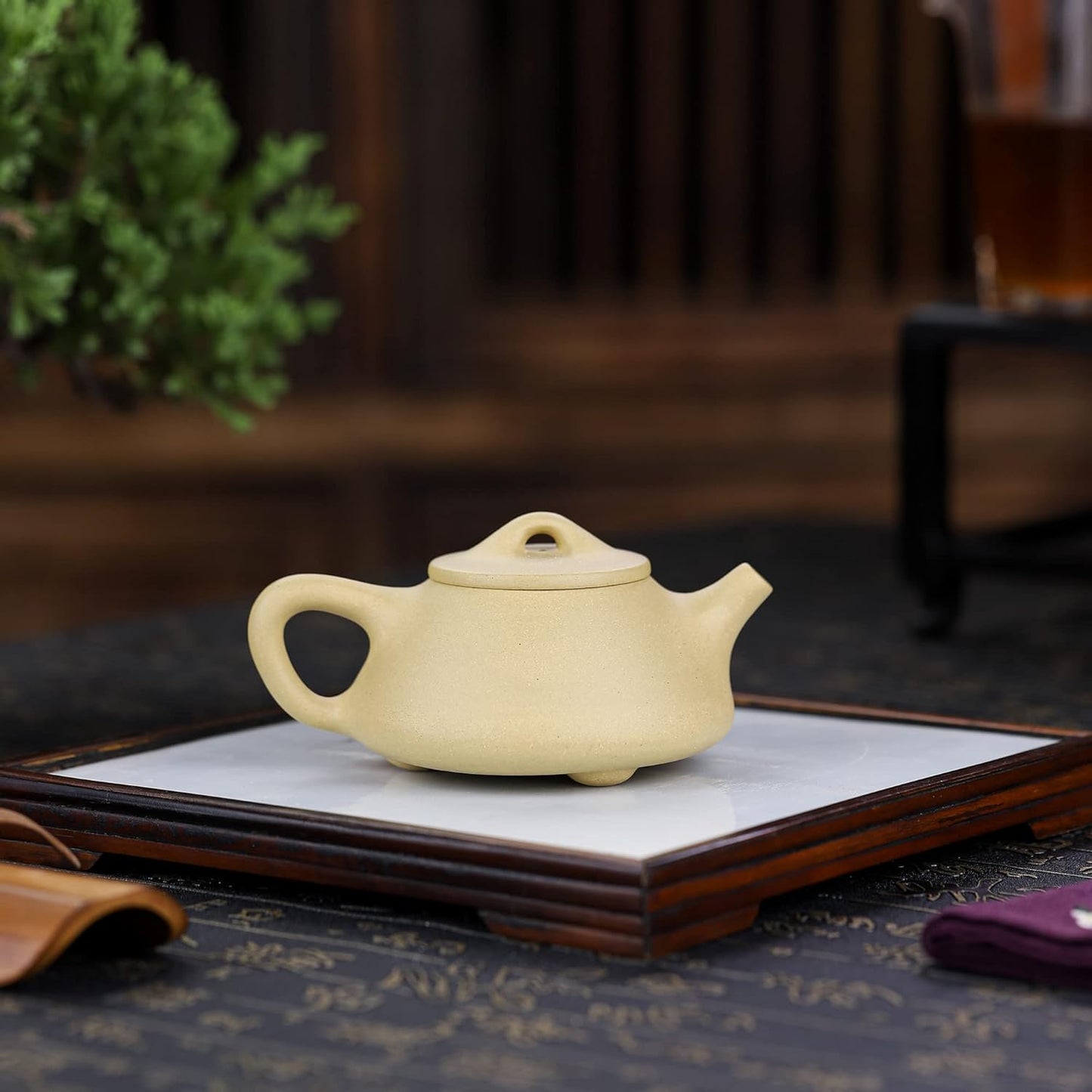 SILINE Zisha Small Tea Pot 5.4Oz,Chinese Real Yixing Clay Handmade Teapot,Brew Kung Fu Loose Leaf Tea Maker