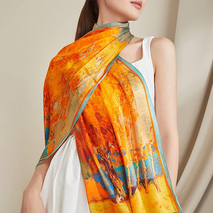 RAN Winter Warm Scarfs Silk Long Scarf for Women, Mulberry Silk Large Size Women Lightweight Satin Shawls and Wraps Headscarf