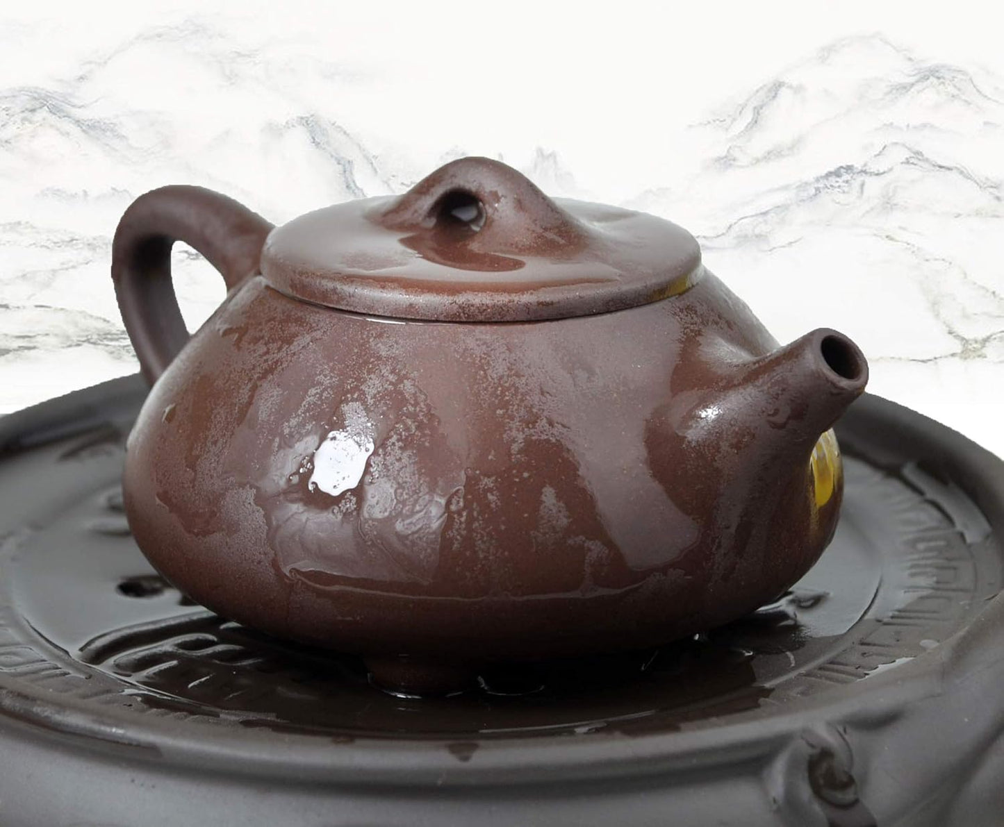 Yxhupot Teapot Chinese Yixing Zisha Genuine Black Zini Dragon Clay Shipiao Infusers Loose Tea (Pot zini)