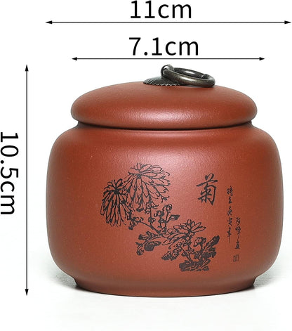 SILINE Yixing Clay Jar 17.5 Oz,Zisha Loose Leaf Tea Storage Canister Pot,Keep Bulk Tea Tidy and Fresh