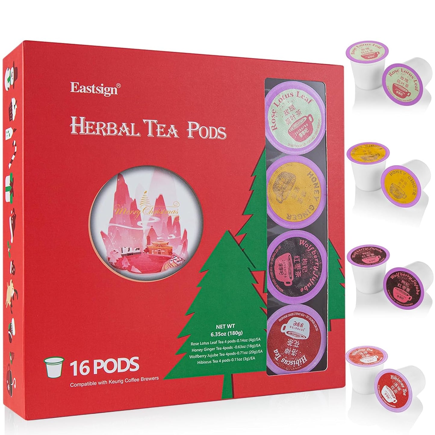 Eastsign Instant Tea Powder, 20 Count, Instant Hot/Iced Tea 5 Flavor Variety, Jasmine Green Tea, Longjing Tea, Oolong Tea, Keemun Black Tea, Puer Tea, Gifts for Christmas