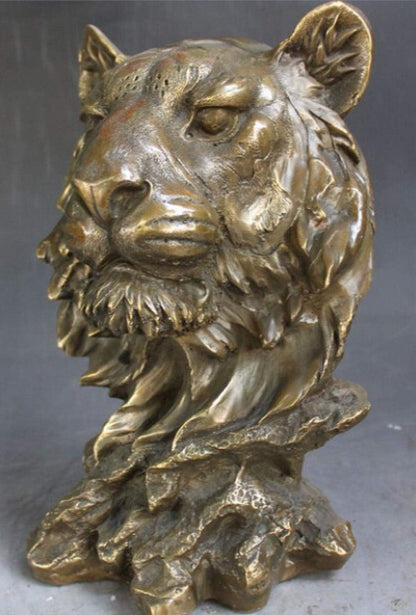 Figurin Statues for Home Decor Bronze Panther Head Bust Statue