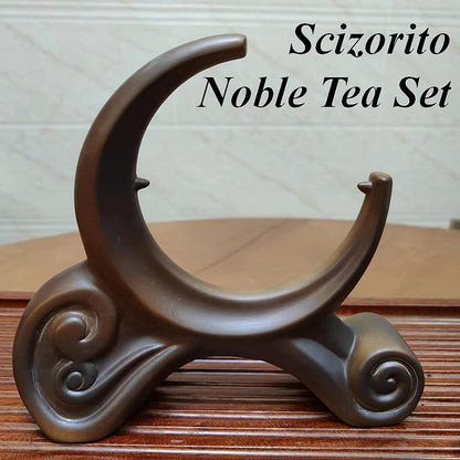 Scizorito 中国功夫茶具套装礼盒,中国龙形状,纯手工烧制,配有 360 度旋转茶壶和浸泡器,适合办公室、家居、礼品(半月火柴)