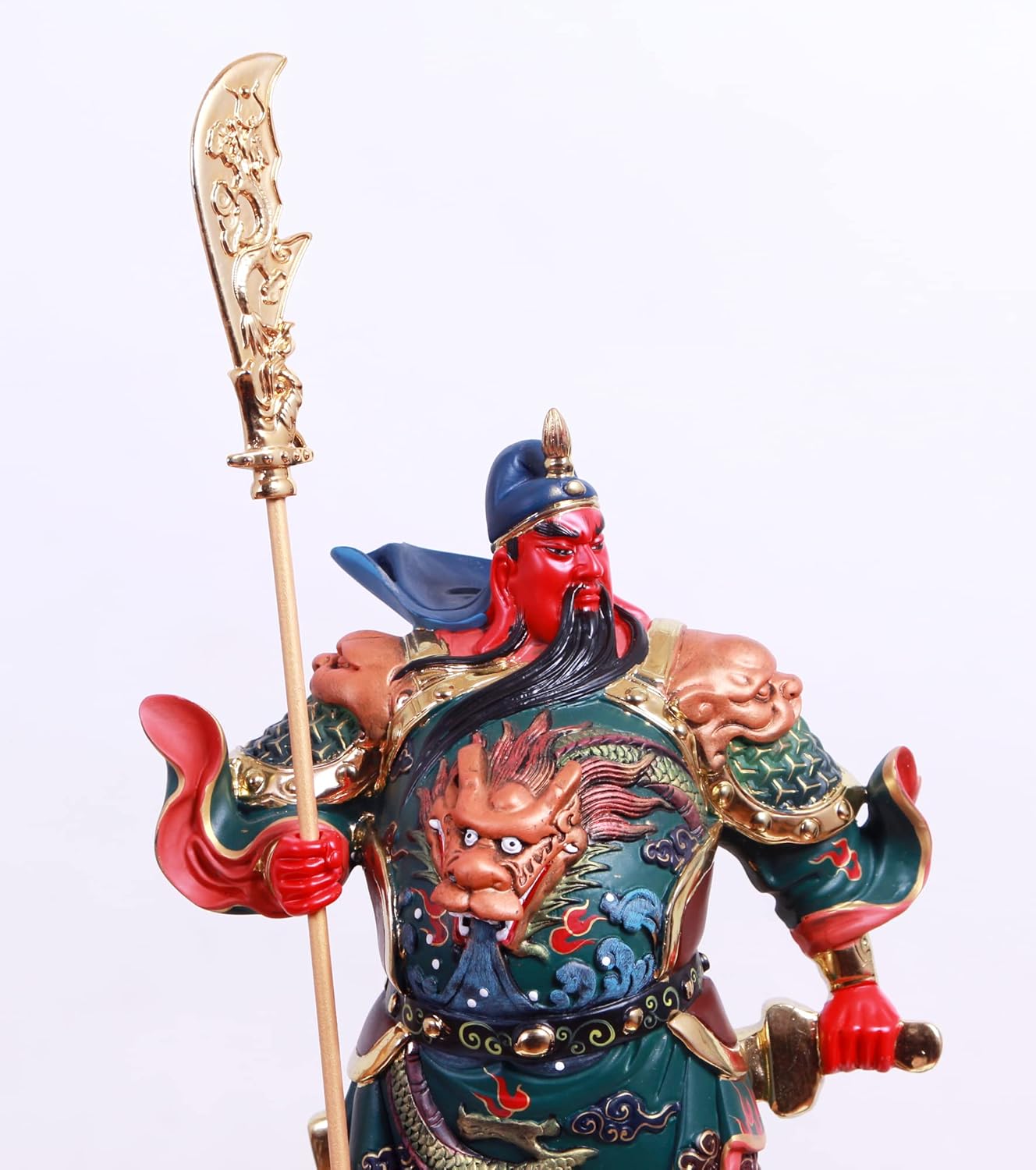 Hand Painting Guan Yu Statue - God of Wealth and Fortune, Feng Shui Decor, Guan Gong Sculpture, Kwan Kung Figurines