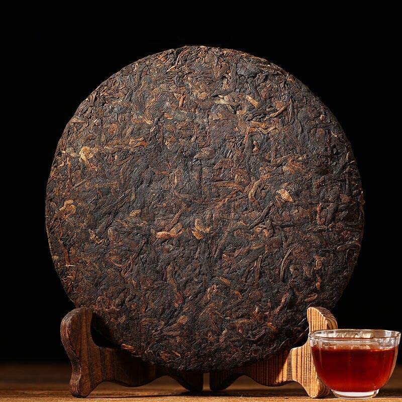 Olvvla - Chinese Ripe Puerh Tea Cake - Yunnan Menghai Aged Puerh Tea - Shu Puerh Loose Leaf for Detox - Antioxidants, Anti-Aging - 12.59oz/357g