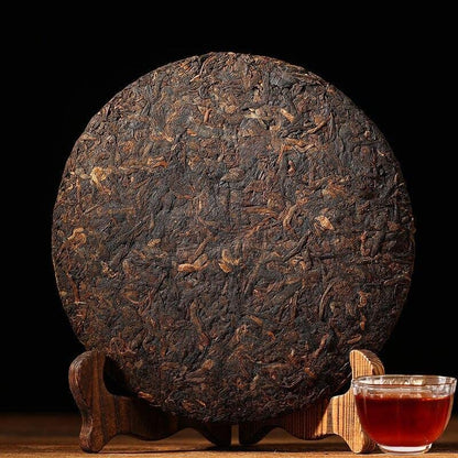 Olvvla - Chinese Ripe Puerh Tea Cake - Yunnan Menghai Aged Puerh Tea - Shu Puerh Loose Leaf for Detox - Antioxidants, Anti-Aging - 12.59oz/357g