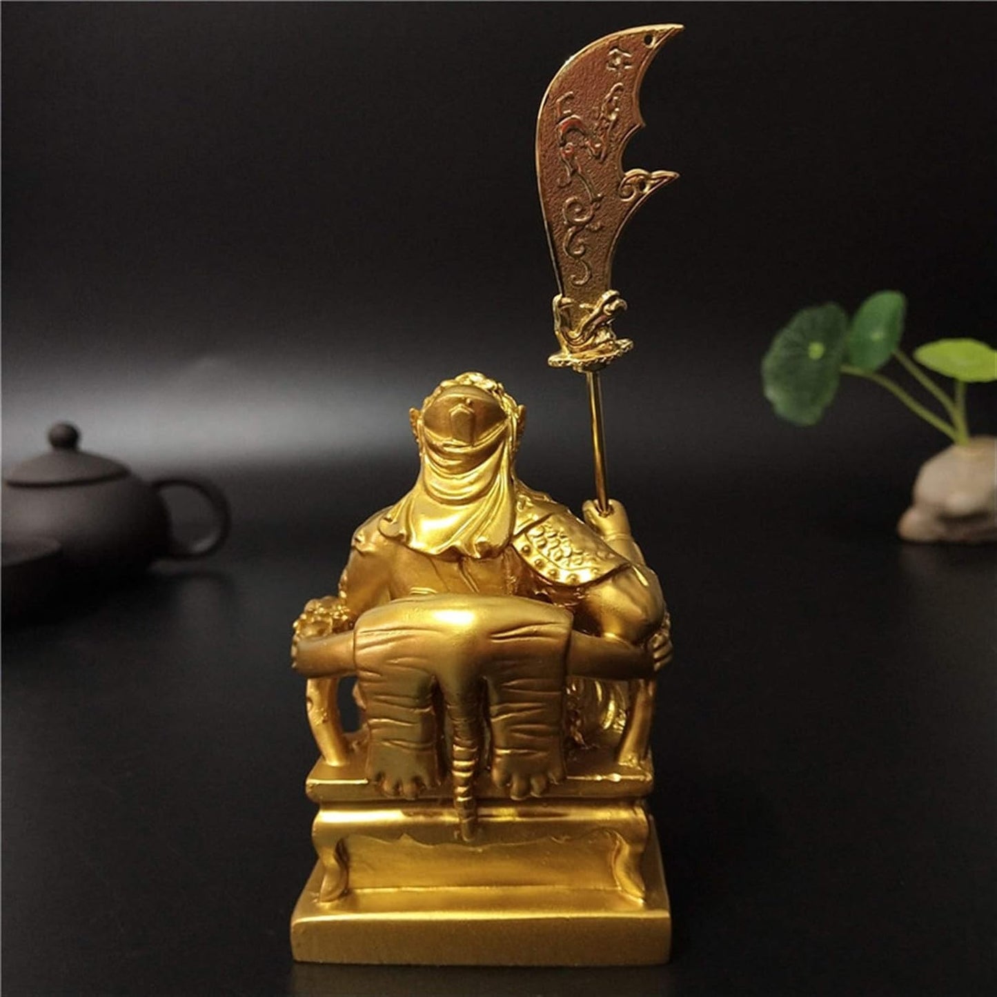 zxb-shop Guan Gong Statue Gold Guan Gong Buddha Statue Home Decoration Chinese Feng Shui Big Buddha Sculpture Figurines Ornaments Resin Crafts Gifts Chinese Feng Shui Guan Yu Statue