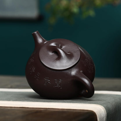 SILINE Zisha Teapot Set,Chinese Yixing Clay Handmade infuse Tea Pot 9.5 Oz/280 cc with 2 Teacups,Masterpiece Kungfu Tea Set -fineShipiao,Purple Clay