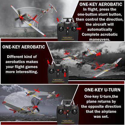 LEAMBE 4 Channel RC Plane, Ready to Fly Aerobatic Aircraft, Easy Control for Beginners, P51 Mustang RC Airplane Best Gift for Boys & Adults