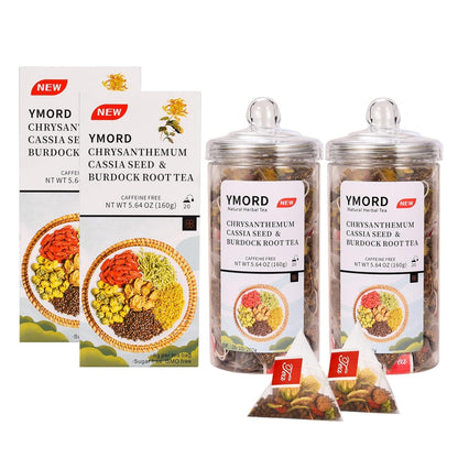 YMORD Chrysanthemum Cassia Seed Tea - Liver Cleanse Detox & Repair Tea with Burdock Root, Osmanthus, Goji Berries - Natural Healthy Herbal Tea Bags - 20 Count - Vegan, Sugar Free & Caffeine Free