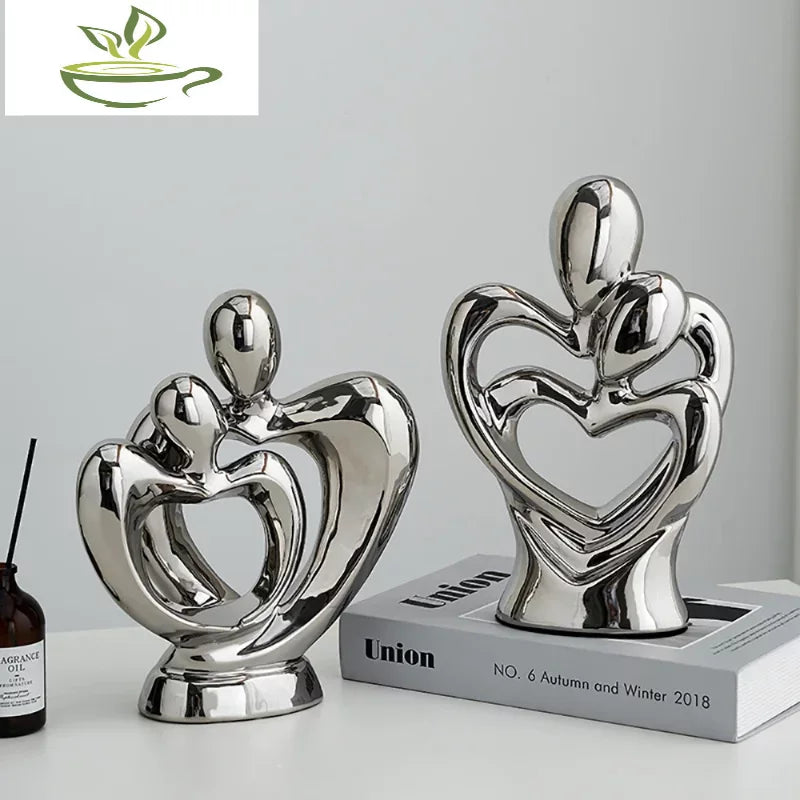 Creative Abstract Lover Statue Home Decor Ceramic Crafts Art Sculptures Figurines Living Room Office Ornaments