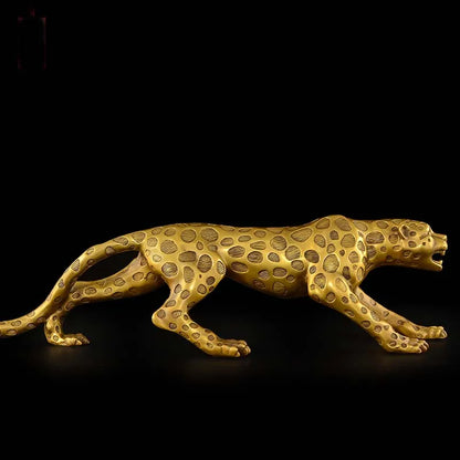 73CM Huge large TOP Decoration art HOME Company shop Dubai Auspicious COPPER GOOD Luck Money leopard Panthera pardus Sculpture