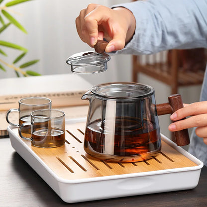 750ml Hot Heat Resistant Glass Teapot With Infuser Heated Container Tea Pot Good Clear Kettle Square Filter Baskets