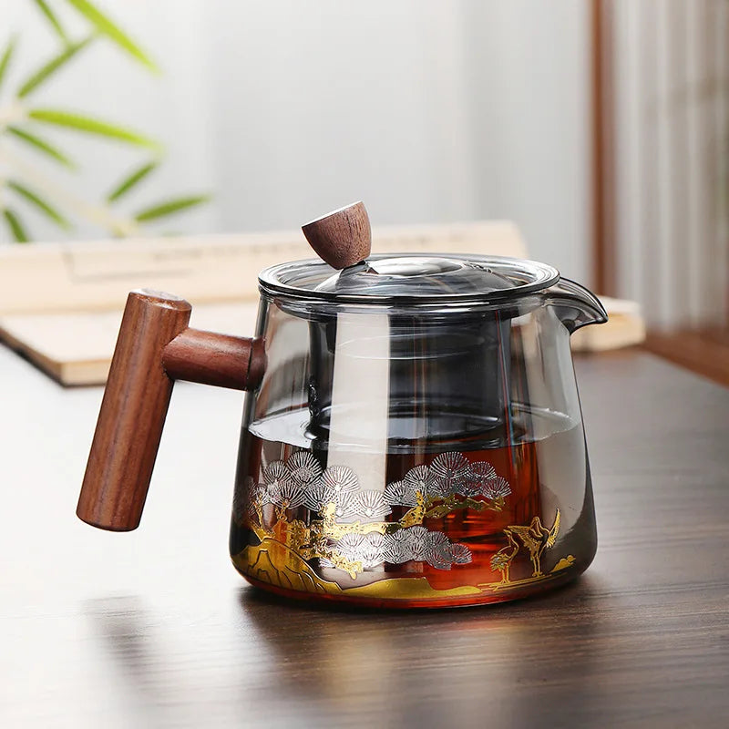 750ml Hot Heat Resistant Glass Teapot With Infuser Heated Container Tea Pot Good Clear Kettle Square Filter Baskets