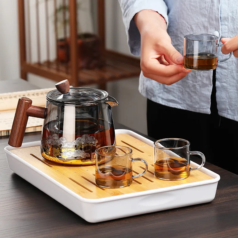 750ml Hot Heat Resistant Glass Teapot With Infuser Heated Container Tea Pot Good Clear Kettle Square Filter Baskets