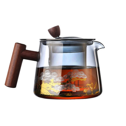 750ml Hot Heat Resistant Glass Teapot With Infuser Heated Container Tea Pot Good Clear Kettle Square Filter Baskets
