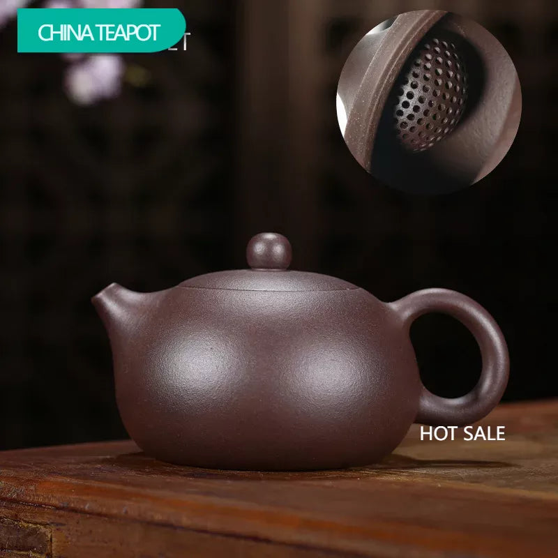 200ml Chinese Yixing Famous Purple Clay Teapots Handmade Xishi Tea Pot Ball Hole Filter Beauty Kettle Authentic Zisha Tea Set