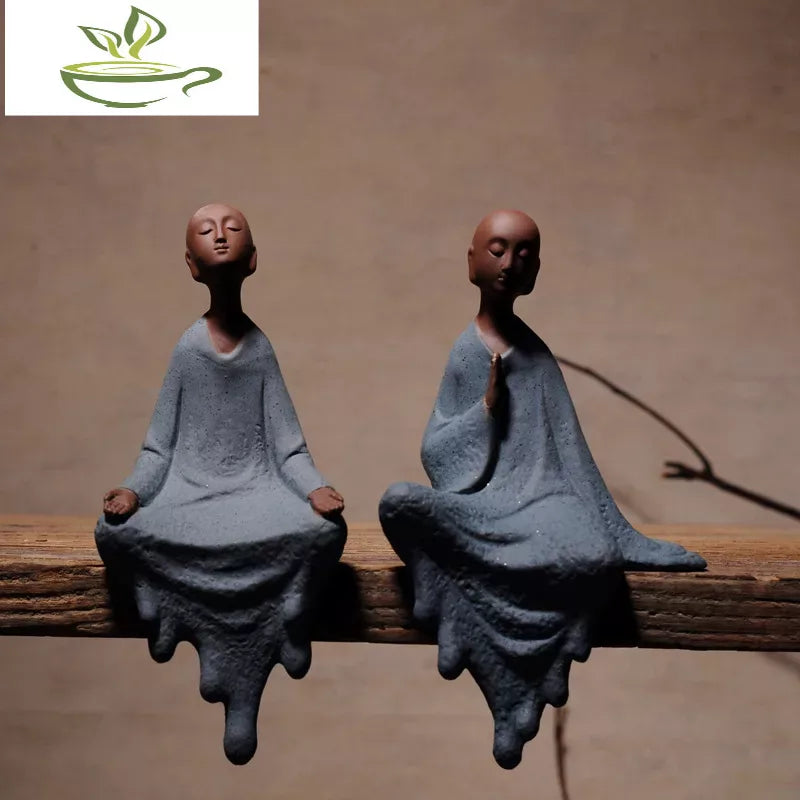 Purple Clay monk buddha sitting statues  zen creative ornaments home decoration monk gift  figurines tabletop handcrafts
