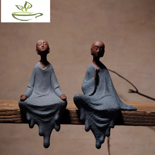 Purple Clay monk buddha sitting statues  zen creative ornaments home decoration monk gift  figurines tabletop handcrafts