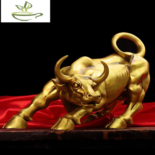 Brass Bull Wall Street Cattle Sculpture Copper Cow Statue Mascot Ornament Office Decoration Exquisite Crafts Business Gift