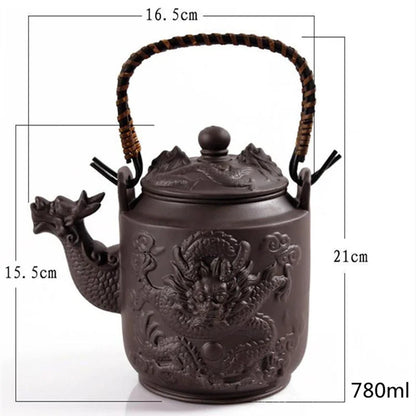 780ml Dragon Teapots Purple Clay Tea Pot Zisha Kettle Chinese Kung Fu Drinkware Large Capacity Tea Kettle Ceramic Teaset
