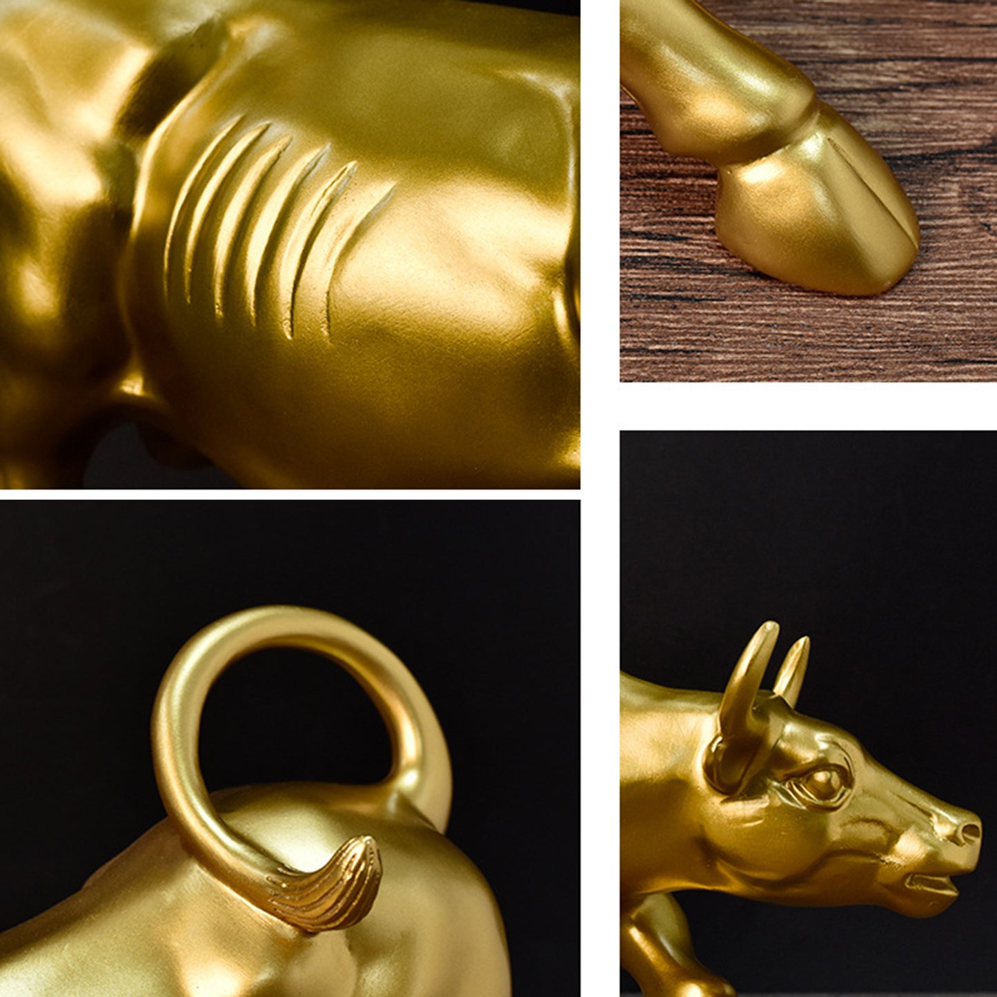 CHAMAIR Resin Zodiac Bull Animal Statue Lucky OX Sculpture Art Feng Shui Ornaments