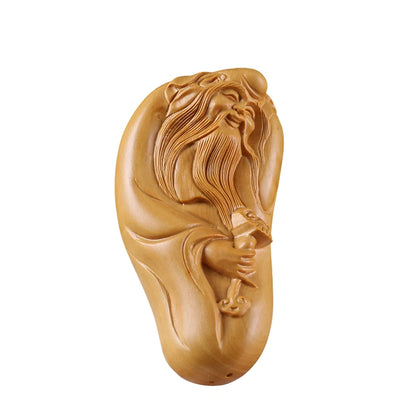 7CM longevity god Boxwood Carving Solid Wood Health Statue Taoist Theology Craft Gifts