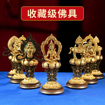 7PCS  high-grade Buddhism home altar Shrine efficacious Worship Talisman gilding QI ZHEN BAO symbols copper statue