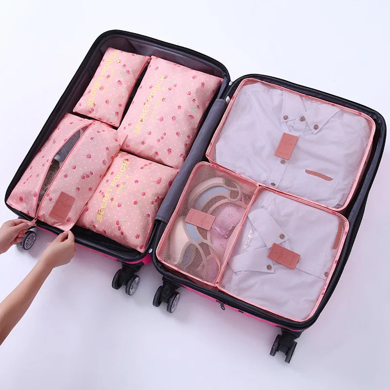7Pcs/Set Travel Storage Bags Home Zipper Digital Data Cable Organizer For Clothes Shoe Luggage Packing Cube Suitcase Tidy Pouch