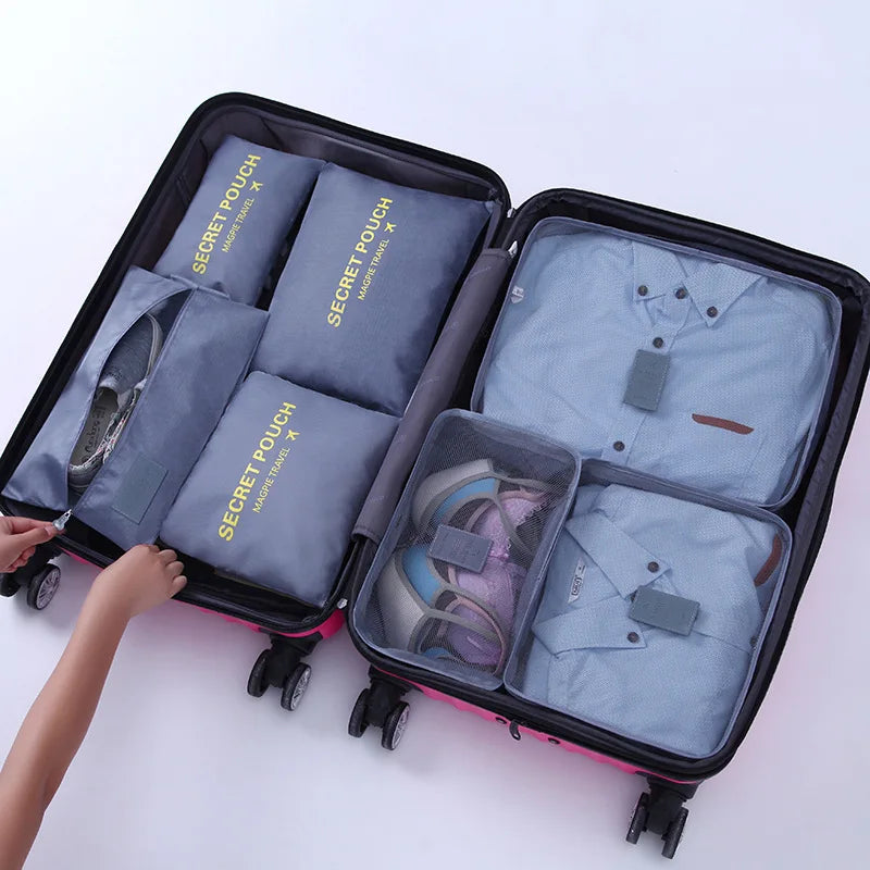 7Pcs/Set Travel Storage Bags Home Zipper Digital Data Cable Organizer For Clothes Shoe Luggage Packing Cube Suitcase Tidy Pouch
