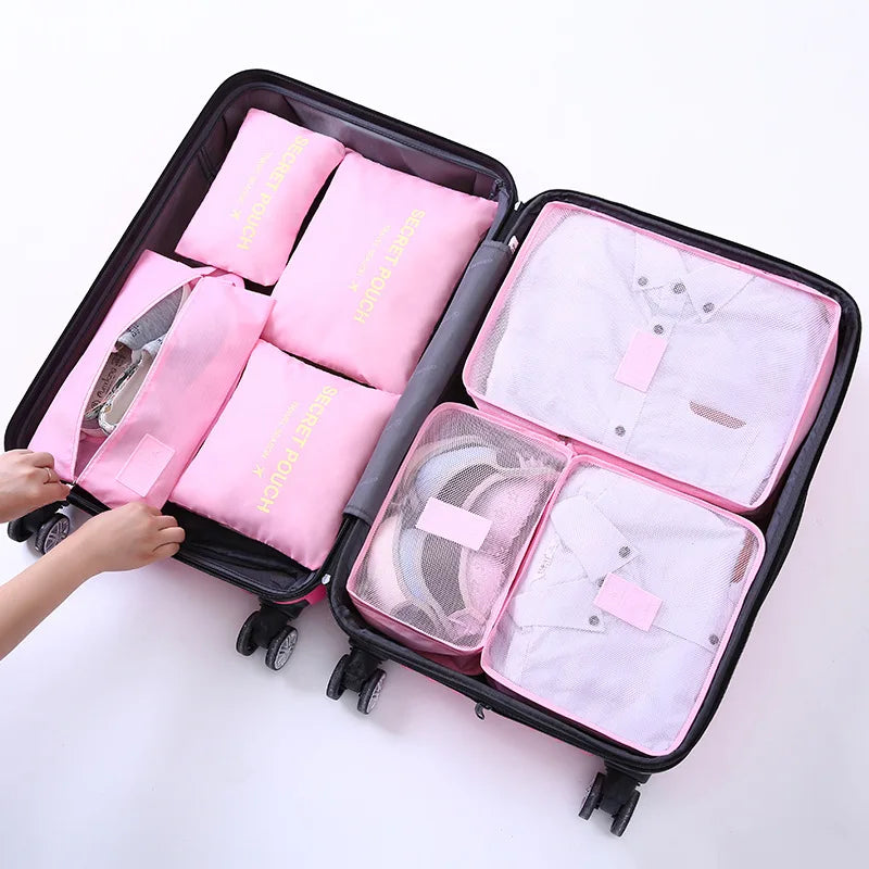 7Pcs/Set Travel Storage Bags Home Zipper Digital Data Cable Organizer For Clothes Shoe Luggage Packing Cube Suitcase Tidy Pouch
