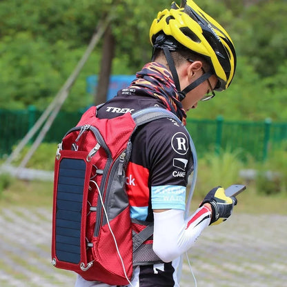 7W Solar Panel Charge For Cell Phones and 5V Device Power Supply Hiking Backpack with 2L Water Bag