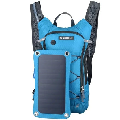 7W Solar Panel Charge For Cell Phones and 5V Device Power Supply Hiking Backpack with 2L Water Bag