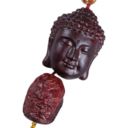 7cm Lobular Rosewood Buddha Myth Historical Buddha head Sakyamuni Rosewood Figure Statue Car Hanging Office Decoration