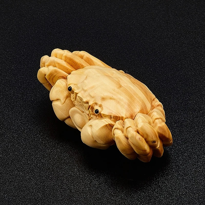 7cm Lucky Crab Man Figure Solid Wood Ornament Small Statue Craft Decora Accessories