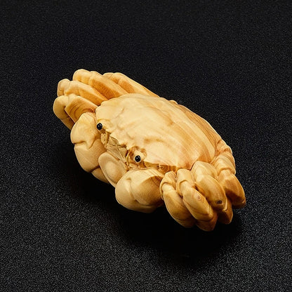 7cm Lucky Crab Man Figure Solid Wood Ornament Small Statue Craft Decora Accessories