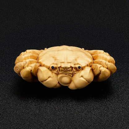 7cm Lucky Crab Man Figure Solid Wood Ornament Small Statue Craft Decora Accessories