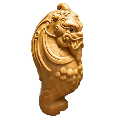 7cm Pixiu Boxwood Statue Chinese Feng Shui Pendant God Beast Sculpture Wooden Pet Home Decoration