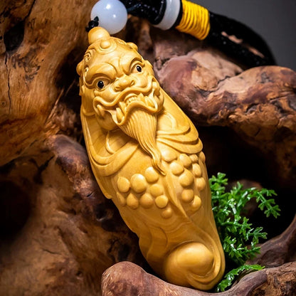 7cm Pixiu Boxwood Statue Chinese Feng Shui Pendant God Beast Sculpture Wooden Pet Home Decoration