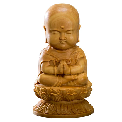 7cm Wood Buddha Statue Cartoon Ksitigarbha Bodhisattva Boxwood Sculpture Home Accessories Chinese Home Decor