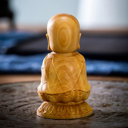 7cm Wood Buddha Statue Cartoon Ksitigarbha Bodhisattva Boxwood Sculpture Home Accessories Chinese Home Decor