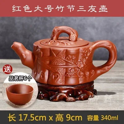 7pcs Kung Fu Tea Set [1 Teapot + 6 Cups Set] 300ml-400ml Chinese Xi Shi Porcelain Tea Sets Ceramic Yixing Purple Clay Kettle