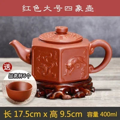 7pcs Kung Fu Tea Set [1 Teapot + 6 Cups Set] 300ml-400ml Chinese Xi Shi Porcelain Tea Sets Ceramic Yixing Purple Clay Kettle