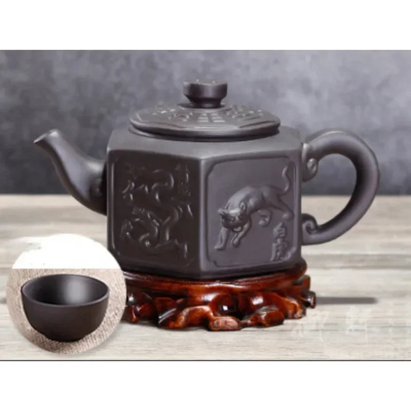 7pcs Kung Fu Tea Set [1 Teapot + 6 Cups Set] 300ml-400ml Chinese Xi Shi Porcelain Tea Sets Ceramic Yixing Purple Clay Kettle