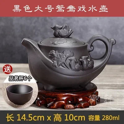 7pcs Kung Fu Tea Set [1 Teapot + 6 Cups Set] 300ml-400ml Chinese Xi Shi Porcelain Tea Sets Ceramic Yixing Purple Clay Kettle