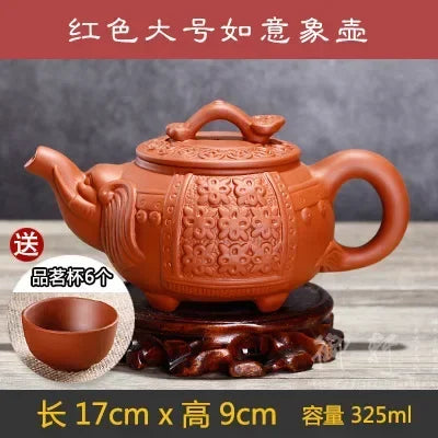 7pcs Kung Fu Tea Set [1 Teapot + 6 Cups Set] 300ml-400ml Chinese Xi Shi Porcelain Tea Sets Ceramic Yixing Purple Clay Kettle