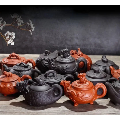7pcs Kung Fu Tea Set [1 Teapot + 6 Cups Set] 300ml-400ml Chinese Xi Shi Porcelain Tea Sets Ceramic Yixing Purple Clay Kettle