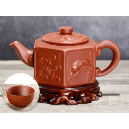7pcs Kung Fu Tea Set [1 Teapot + 6 Cups Set] 300ml-400ml Chinese Xi Shi Porcelain Tea Sets Ceramic Yixing Purple Clay Kettle