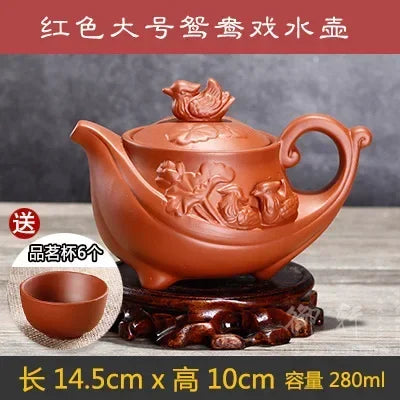 7pcs Kung Fu Tea Set [1 Teapot + 6 Cups Set] 300ml-400ml Chinese Xi Shi Porcelain Tea Sets Ceramic Yixing Purple Clay Kettle