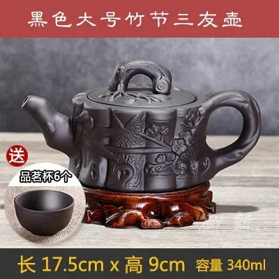 7pcs Kung Fu Tea Set [1 Teapot + 6 Cups Set] 300ml-400ml Chinese Xi Shi Porcelain Tea Sets Ceramic Yixing Purple Clay Kettle